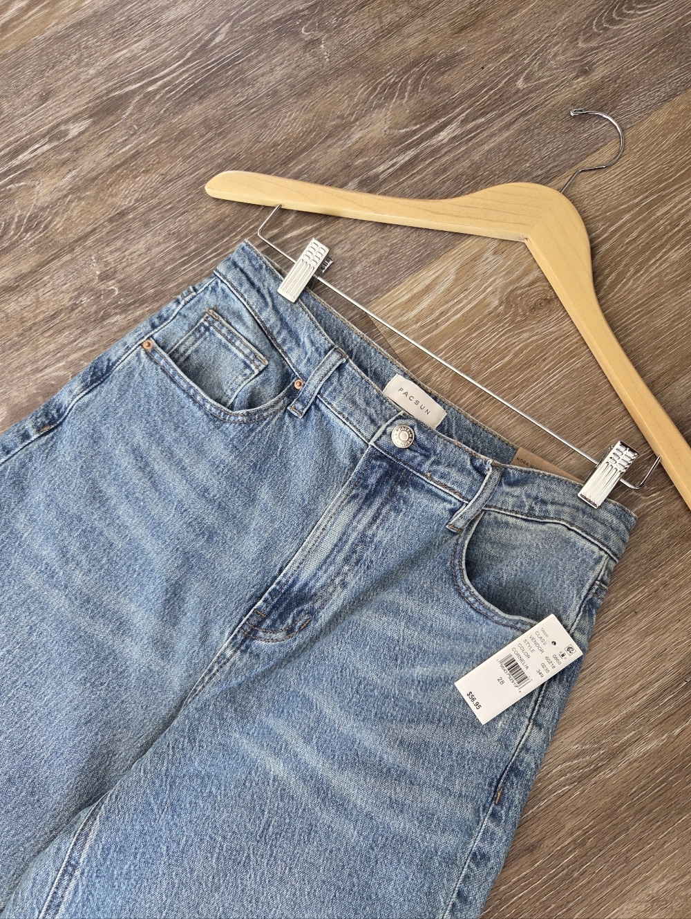 PacSun Nora Wide Leg Flare Blue Denim Jeans NWT High Rise High Waist Cropped - Picture 5 of 15